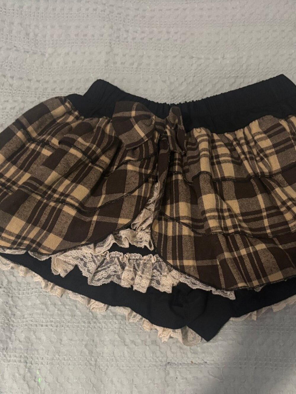 ROMWE brown plaid mini skirt